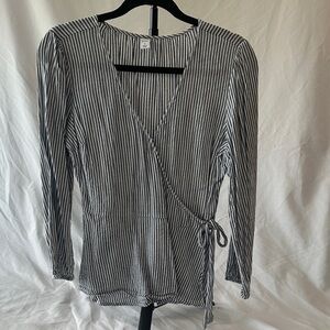 Old Navy Black and White Striped Blouse